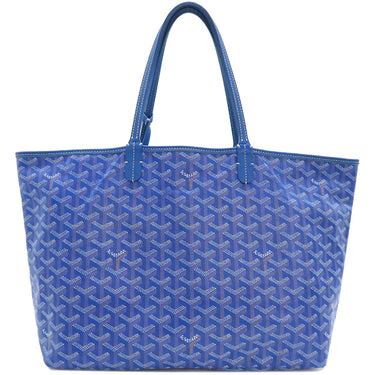 ゴヤール GOYARD サンルイ PM ブルー ゴヤールディンキャンバス シュヴロッシュカーフスキン トートバッグ シルバー金具 SAC SAINT LOUIS PM リバーシブル ヘリンボーン 青