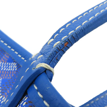 ゴヤール GOYARD サンルイ PM ブルー ゴヤールディンキャンバス シュヴロッシュカーフスキン トートバッグ シルバー金具 SAC SAINT LOUIS PM リバーシブル ヘリンボーン 青