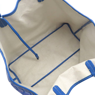 ゴヤール GOYARD サンルイ PM ブルー ゴヤールディンキャンバス シュヴロッシュカーフスキン トートバッグ シルバー金具 SAC SAINT LOUIS PM リバーシブル ヘリンボーン 青