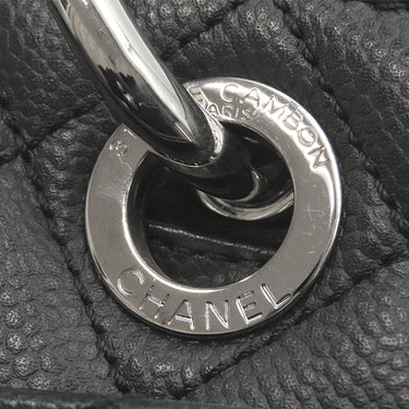 シャネル CHANEL GST トートバッグ A50995 ブラック キャビアスキン トートバッグ シルバー金具 黒 マトラッセ チェーンショルダー ココマーク