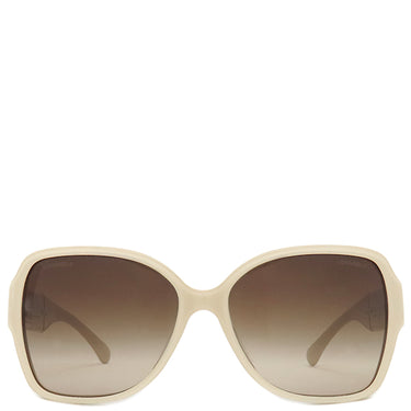 シャネル CHANEL スクエア 60□16 5230QA ベージュ プラスチック サングラス シルバー金具 ココマーク グラデーション