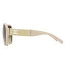 シャネル CHANEL スクエア 60□16 5230QA ベージュ プラスチック サングラス シルバー金具 ココマーク グラデーション