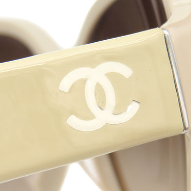 シャネル CHANEL スクエア 60□16 5230QA ベージュ プラスチック サングラス シルバー金具 ココマーク グラデーション