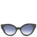 CUTLER AND GROSS キャットアイ 52□18 ブラック×ブラウン×マルチカラー プラスチック レザー サングラス シルバー金具 黒 茶 モザイク柄