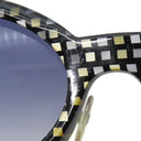 CUTLER AND GROSS キャットアイ 52□18 ブラック×ブラウン×マルチカラー プラスチック レザー サングラス シルバー金具 黒 茶 モザイク柄