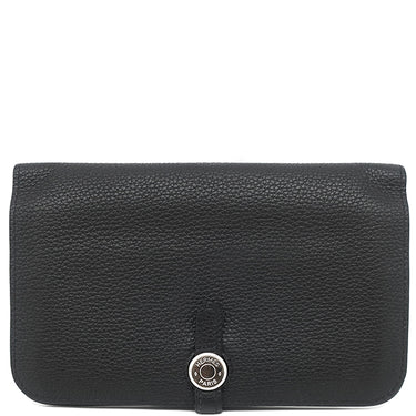 エルメス HERMES ドゴンデュオ ドゴンGM ブラック トゴ 長財布 シルバー金具 黒