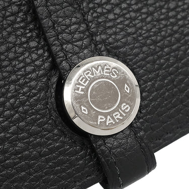エルメス HERMES ドゴンデュオ ドゴンGM ブラック トゴ 長財布 シルバー金具 黒