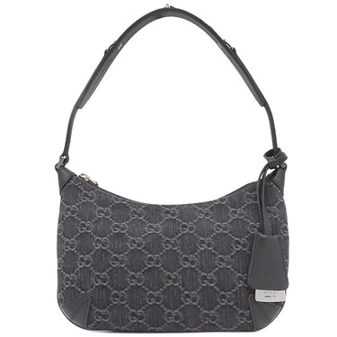 グッチ GUCCI ホースビット スリム スモール 774719 ブラック GGデニム ハンドバッグ シルバー金具 黒 肩掛け