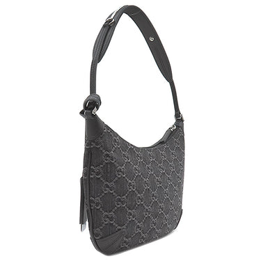 グッチ GUCCI ホースビット スリム スモール 774719 ブラック GGデニム ハンドバッグ シルバー金具 黒 肩掛け