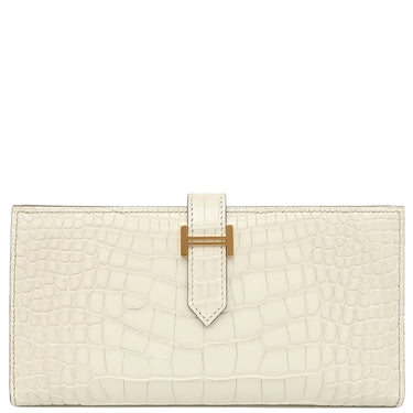 エルメス HERMES ベアンスフレ べトン アリゲーターマット 長財布 ゴールド金具 新品 未使用 クロコ 二つ折り財布