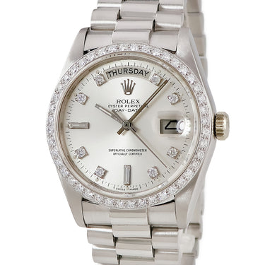 腕時計 ロレックス ROLEX デイデイト 18046A 67番台 自動巻き メンズ OH済 67番台 Pt950無垢 純正ダイヤ トリチウム シルバー プラチナ