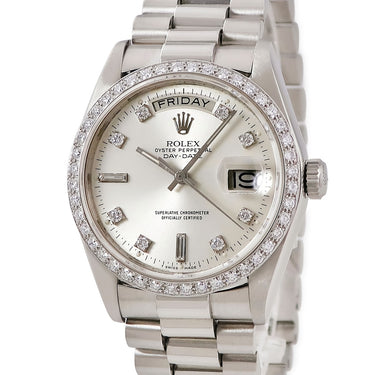 腕時計 ロレックス ROLEX デイデイト 18046A 67番台 自動巻き メンズ OH済 67番台 Pt950無垢 純正ダイヤ トリチウム シルバー プラチナ