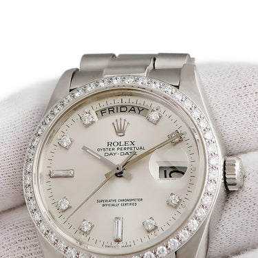 腕時計 ロレックス ROLEX デイデイト 18046A 67番台 自動巻き メンズ OH済 67番台 Pt950無垢 純正ダイヤ トリチウム シルバー プラチナ