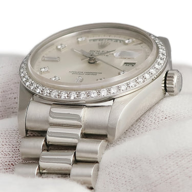 腕時計 ロレックス ROLEX デイデイト 18046A 67番台 自動巻き メンズ OH済 67番台 Pt950無垢 純正ダイヤ トリチウム シルバー プラチナ