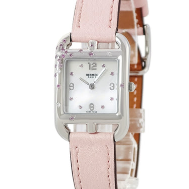 腕時計 エルメス HERMES ケープコッド PM ローズサクラ CC1.233 クオーツ レディース 純正ダイヤ＆ピンクサファイヤ シェル