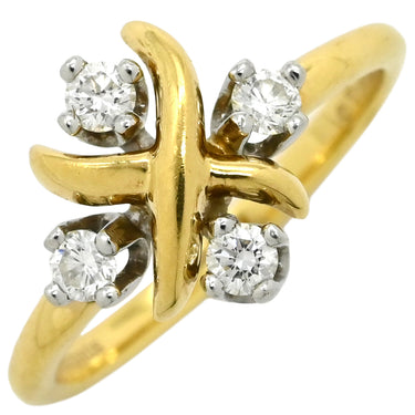 ティファニー Tiffany & Co ジャン シュランバージェ イエローゴールドXプラチナシルバー K18YG Pt950 ダイヤモンド リング 指輪 4Pダイヤ 10号