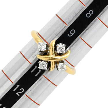 ティファニー Tiffany & Co ジャン シュランバージェ イエローゴールドXプラチナシルバー K18YG Pt950 ダイヤモンド リング 指輪 4Pダイヤ 10号