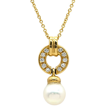 ティファニー Tiffany & Co ドアノック ペンダント イエローゴールド K18YG ダイヤモンド パール ネックレス T&Co. Au750 18K 18金 ダイヤ パール