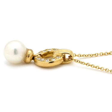 ティファニー Tiffany & Co ドアノック ペンダント イエローゴールド K18YG ダイヤモンド パール ネックレス T&Co. Au750 18K 18金 ダイヤ パール