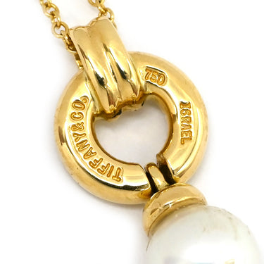 ティファニー Tiffany & Co ドアノック ペンダント イエローゴールド K18YG ダイヤモンド パール ネックレス T&Co. Au750 18K 18金 ダイヤ パール