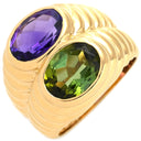 ブルガリ BVLGARI ドッピオ バチェラート イエローゴールド K18YG グリーントルマリン アメジスト リング 指輪 750 18金 18K 2カラー 9号