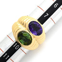 ブルガリ BVLGARI ドッピオ バチェラート イエローゴールド K18YG グリーントルマリン アメジスト リング 指輪 750 18金 18K 2カラー 9号