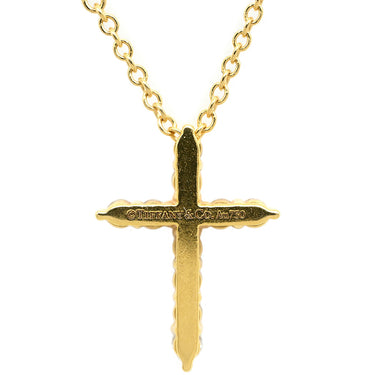 ティファニー Tiffany & Co ミニクロス ダイヤ ペンダント イエローゴールド K18YG ダイヤモンド ネックレス T&Co. Au750 18K 18金 11P 11石 十字架 スモールクロス ロザリオ