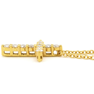 ティファニー Tiffany & Co ミニクロス ダイヤ ペンダント イエローゴールド K18YG ダイヤモンド ネックレス T&Co. Au750 18K 18金 11P 11石 十字架 スモールクロス ロザリオ