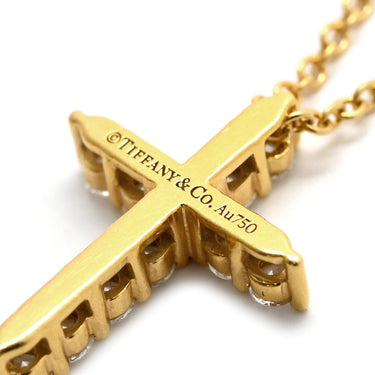 ティファニー Tiffany & Co ミニクロス ダイヤ ペンダント イエローゴールド K18YG ダイヤモンド ネックレス T&Co. Au750 18K 18金 11P 11石 十字架 スモールクロス ロザリオ