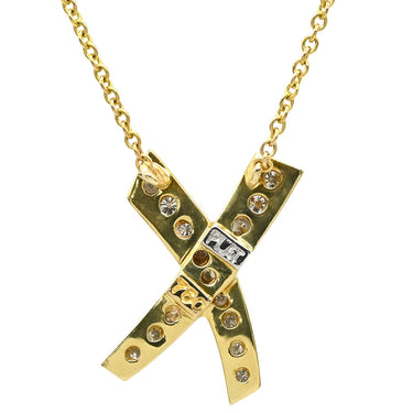 ティファニー Tiffany & Co Xペンダント キス ダイヤ イエローゴールドXプラチナシルバー K18YG Pt950 ダイヤモンド ネックレス パロマピカソ