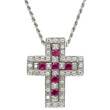 ダミアーニ DAMIANI ベルエポック S 20039534 ホワイトゴールド K18WG ダイヤモンド ルビー ネックレス ペンダント 750 18金 ダイヤ ルビー クロス 十字架