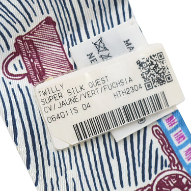 エルメス HERMES ツイリー ジョーヌ×ヴェール×フューシャ シルク スカーフ 新品 未使用【SUPER SILK QUEST/スーパー シルク クエスト】