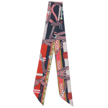 エルメス HERMES ツイリー アントラシット×コーラル シルク スカーフ 新品 未使用【FANTAISIE D'ETRIERS/鎧の幻想】