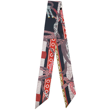 エルメス HERMES ツイリー アントラシット×コーラル シルク スカーフ 新品 未使用【FANTAISIE D'ETRIERS/鎧の幻想】