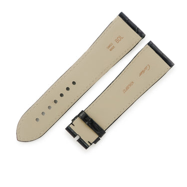 カルティエ Cartier 純正 タンク ディヴァン用 シャイニー クロコバンド ブラック クロコダイル 腕時計パーツ 替え ベルト ストラップ Dバックル用 24ｍｍ 黒