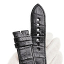 カルティエ Cartier 純正 タンク ディヴァン用 シャイニー クロコバンド ブラック クロコダイル 腕時計パーツ 替え ベルト ストラップ Dバックル用 24ｍｍ 黒