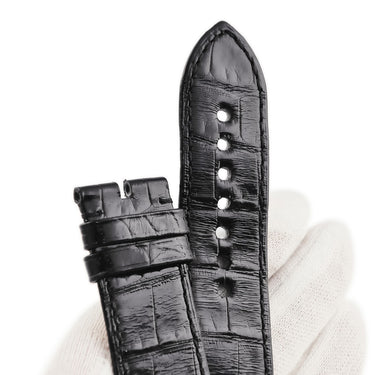 カルティエ Cartier 純正 タンク ディヴァン用 シャイニー クロコバンド ブラック クロコダイル 腕時計パーツ 替え ベルト ストラップ Dバックル用 24ｍｍ 黒