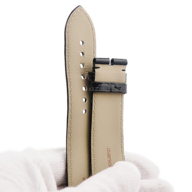 カルティエ Cartier 純正 タンク ディヴァン用 シャイニー クロコバンド ブラック クロコダイル 腕時計パーツ 替え ベルト ストラップ Dバックル用 24ｍｍ 黒