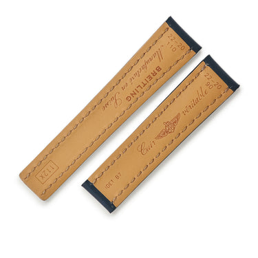 ブライトリング BREITLING 純正 レザーバンド バックル用 ネイビー 牛革 腕時計パーツ 新品未使用 カーフレザー ベルト バンド ストラップ 替え 22mm 紺