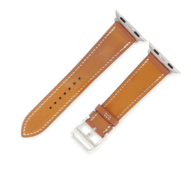 エルメス HERMES 純正 アップルウォッチ 38 40 41 mm用 ブラウン レザー ステンレススチール 腕時計パーツ 新品同様 レザー ベルト 32ｍｍ 茶 尾錠付き