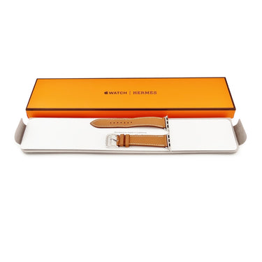 エルメス HERMES 純正 アップルウォッチ 38 40 41 mm用 ブラウン レザー ステンレススチール 腕時計パーツ 新品同様 レザー ベルト 32ｍｍ 茶 尾錠付き