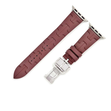 エルメス HERMES 純正 アップルウォッチ 32mm用 キリム シンプルトゥール ルージュ ラバー ステンレススチール 腕時計パーツ ラバー ベルト 20ｍｍ バックル付き 金具付き
