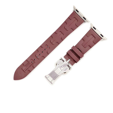 エルメス HERMES 純正 アップルウォッチ 32mm用 キリム シンプルトゥール ルージュ ラバー ステンレススチール 腕時計パーツ ラバー ベルト 20ｍｍ バックル付き 金具付き