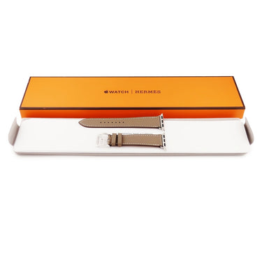 エルメス HERMES 純正 アップルウォッチ 38 40 41 mm用 グレージュ レザー ステンレススチール 腕時計パーツ 新品未使用 ベルト グレージュ 32ｍｍ 尾錠付き