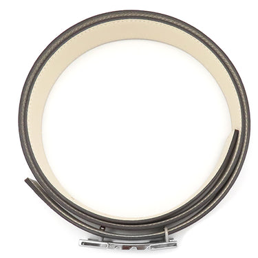 エルメス HERMES Hバックル #90 エタン×クレ ヴォーエプソン #90 ベルト シルバー金具 オフホワイト リバーシブル