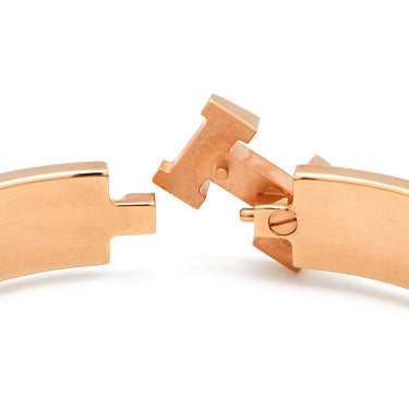 エルメス HERMES クリックH GM ピンクゴールド GP エナメル ブレスレット レオパード Hブレス クリッククラック