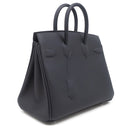 エルメス HERMES シャドーバーキン25 キャバン ヴォースイフト ハンドバッグ シルバー金具 濃紺