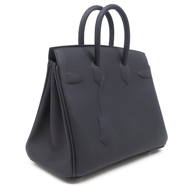 エルメス HERMES シャドーバーキン25 キャバン ヴォースイフト ハンドバッグ シルバー金具 濃紺