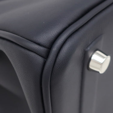 エルメス HERMES シャドーバーキン25 キャバン ヴォースイフト ハンドバッグ シルバー金具 濃紺