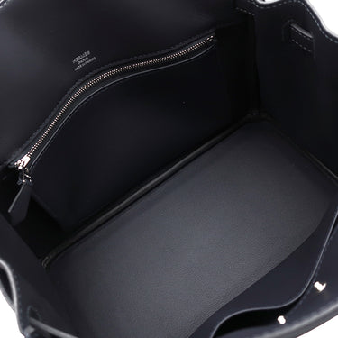 エルメス HERMES シャドーバーキン25 キャバン ヴォースイフト ハンドバッグ シルバー金具 濃紺